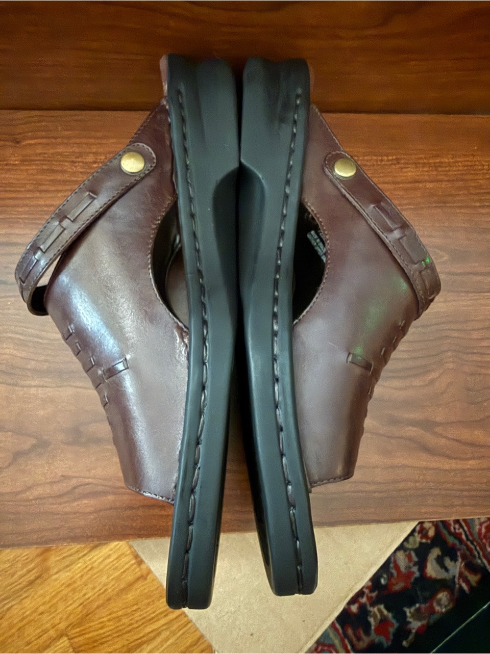 Clarks Women’s size 10 Dark Brown Leather Slide Sandals with Buckle NIB - Picture 5 of 7